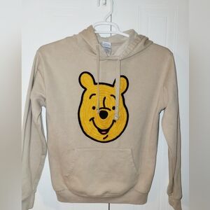 Disney Winnie The Pooh Beige Hoodie With Embroidery Size S